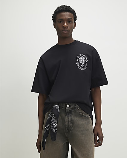 Black Oversized Fit Saint Croix Paris T-Shirt