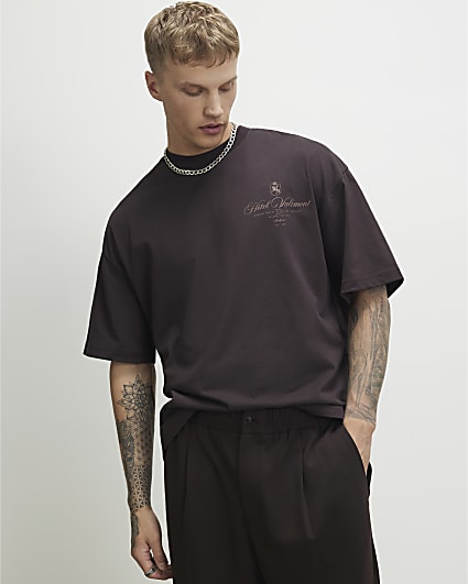 Brown Oversized Fit Hotel Valemont T-shirt