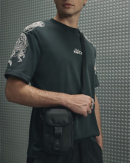 Black Rubberised MCMXII Crossbody Bag