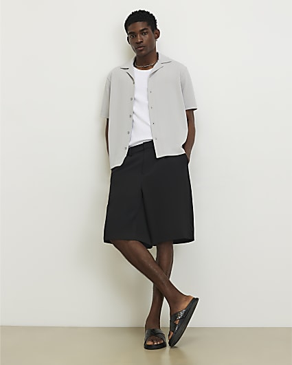 Grey Regular Fit Textured Shirt