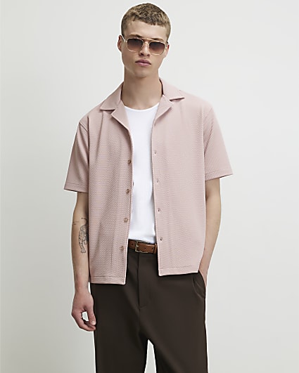 Pink Regular Fit Textured Shirt