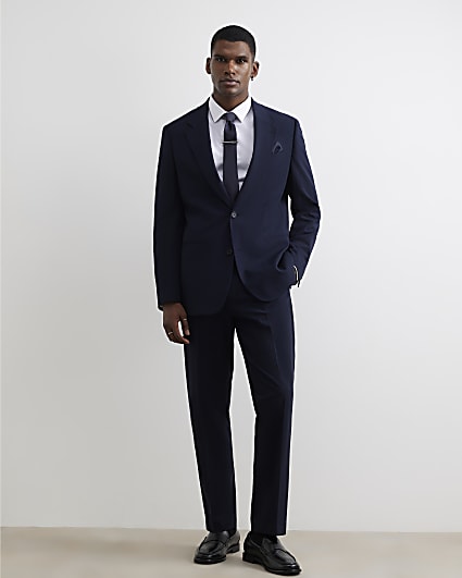 Navy Regular Fit Suit Trousers