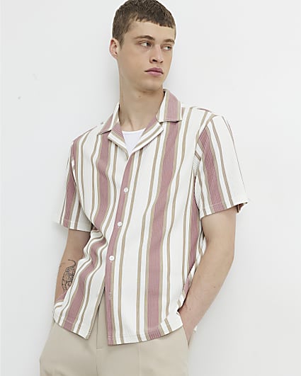 Pink Regular Fit Stripe Shirt