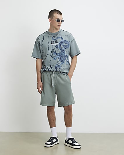 Blue Oversized Fit Washed Karashima T-Shirt