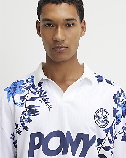 White Oversized Floral Football Top