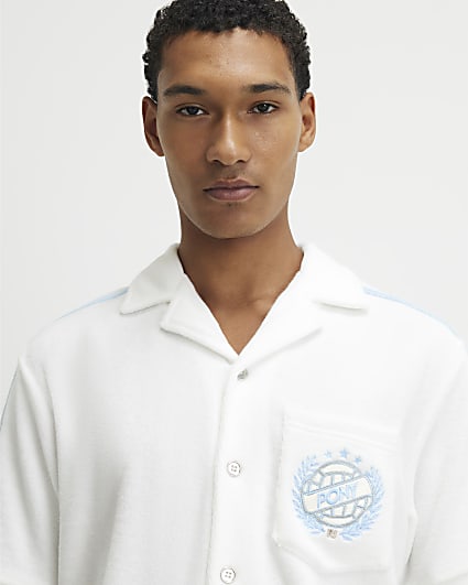White Regular Fit Towelling Revere Shirt