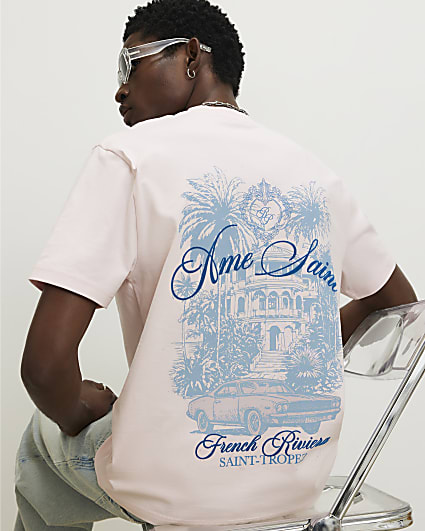 Pink Oversized Fit Royale Car T-Shirt