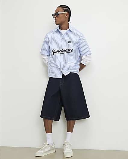 Blue Striped Sanctuare Badged Shirt