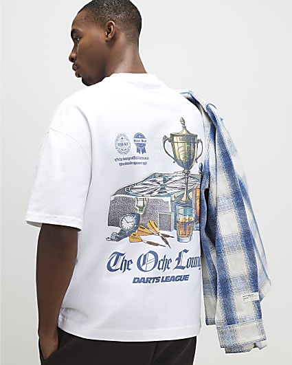 White Oversized Fit Darts Trophy T-Shirt