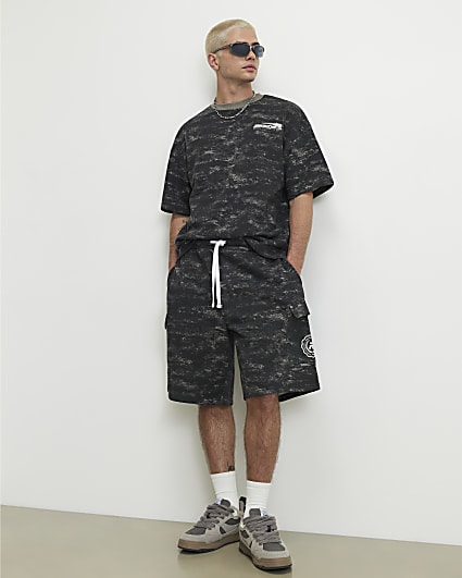 Black Camouflage Cargo Shorts