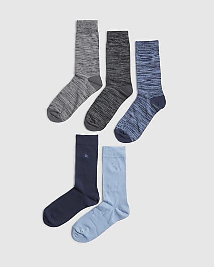 Blue Formal RI Grindle Pack Of 5 Socks