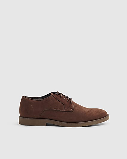 Brown Micro Fibre Derby Shoes