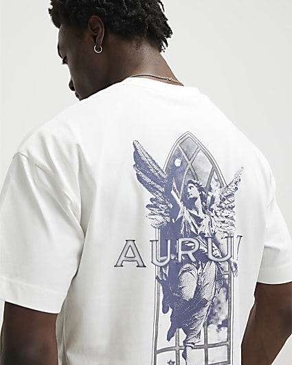 White Oversized Fit Aurum Angel T-shirt