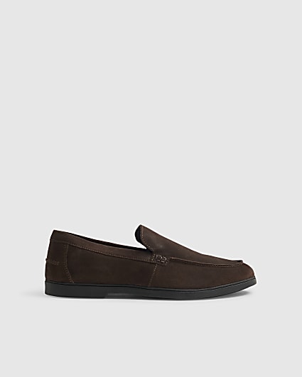 Brown Suede Slip On Loafers