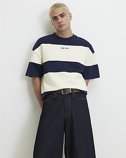 Navy Cotton Ame Saint Stripe T-Shirt