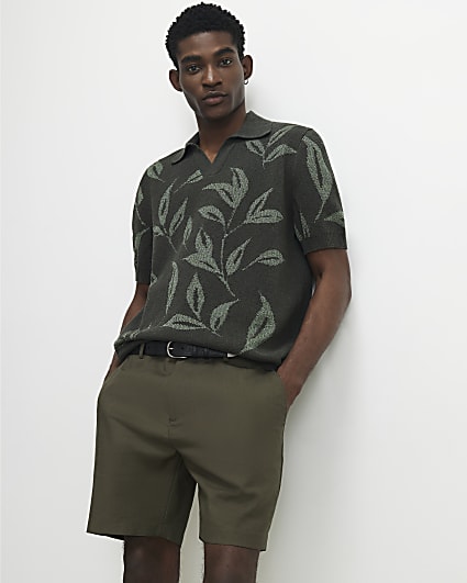 Green Open Collar Botanic Knit Jumper