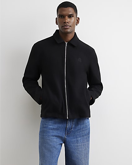 Black Zip Through Embroidered RI Shacket