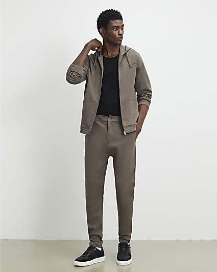 Khaki Slim Fit Fixed Waistband Joggers