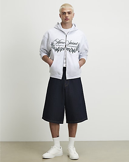 Grey Oversized Fit Cotton Ame Saint Hoodie