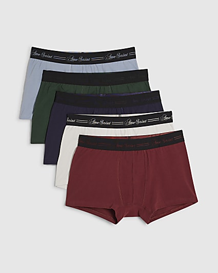 Black Scripty Waistband Pack Of 5 Trunks