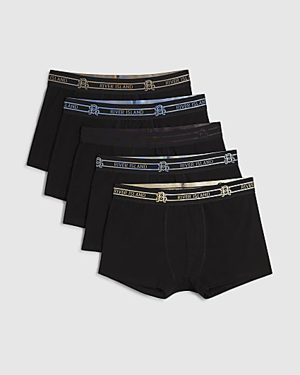 Black Metallic Waistband Pack of 5 Trunks