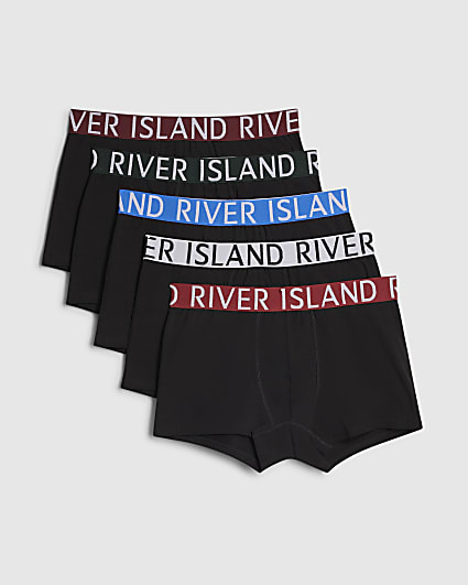 Black Jacquard Waistband Trunks Pack of 5