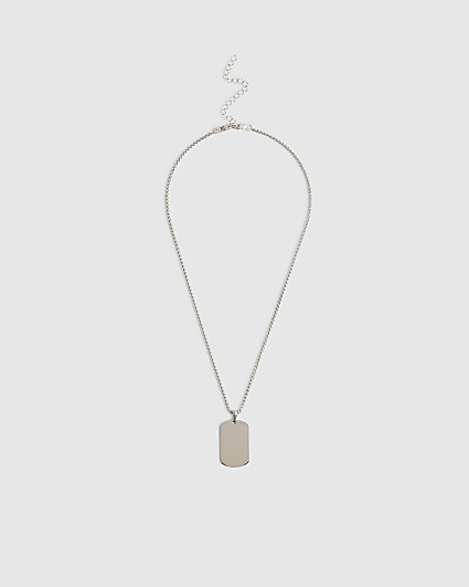 Silver Dog Tag Engraving Necklace