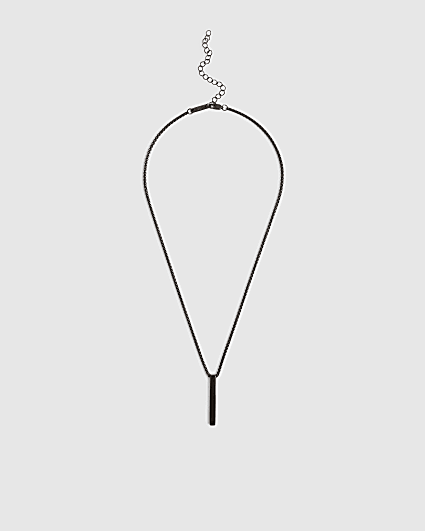 Black Stainless Steel Bar Necklace