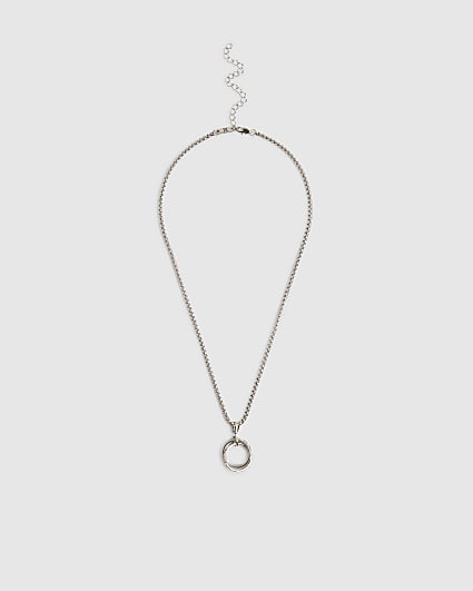 Silver Roman Numerals Circle Pendant Necklace