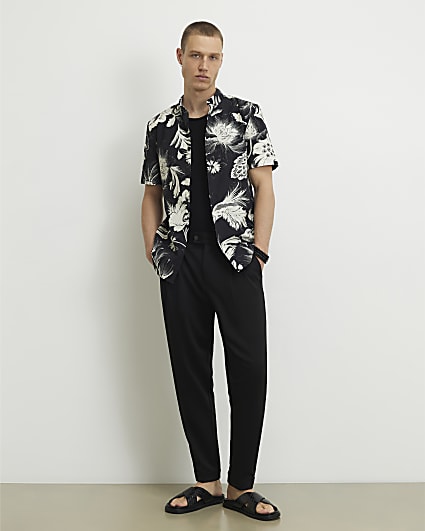 Black Tapered Fit Trousers