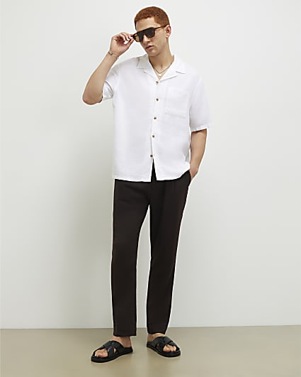 White Regular Fit Linen Blend Luminis Shirt