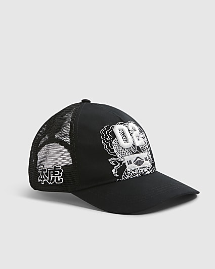 Black Japanese Trucker Cap