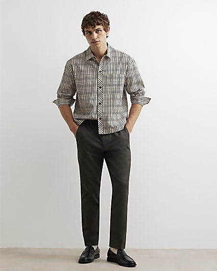 Khaki Slim Fit Cotton Blend Chinos