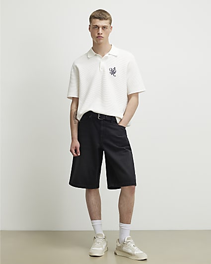 Black Washed Denim Jorts