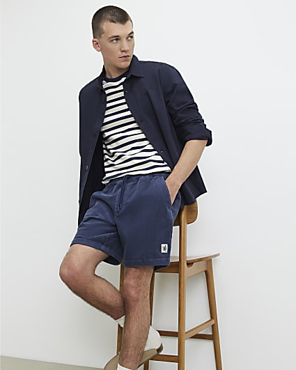 Blue Regular Fit Corduroy Shorts