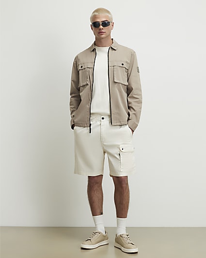 White Regular Fit Cargo Shorts