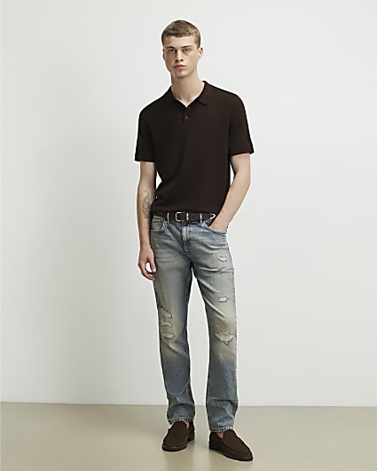 Blue Slim Fit Washed Ripped Jeans