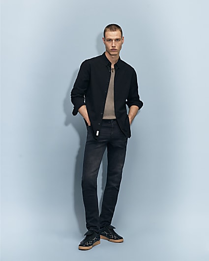 Black Skinny Fit Washed Jeans