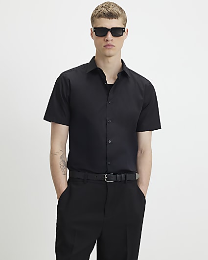 Black Slim Fit Short Sleeve Shirt