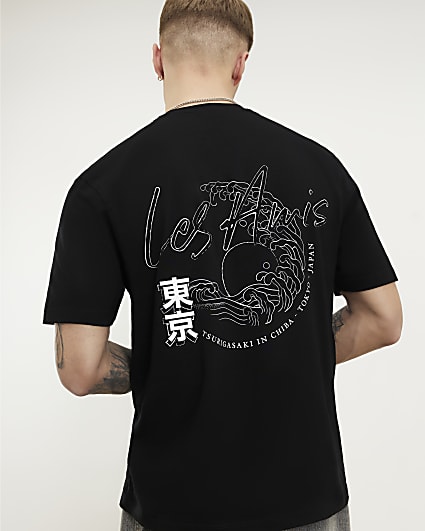 Black Regular Fit Les Amis Japan T-Shirt