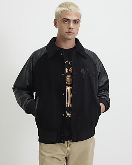 Black Corduroy Sanctuaire Varsity Jacket