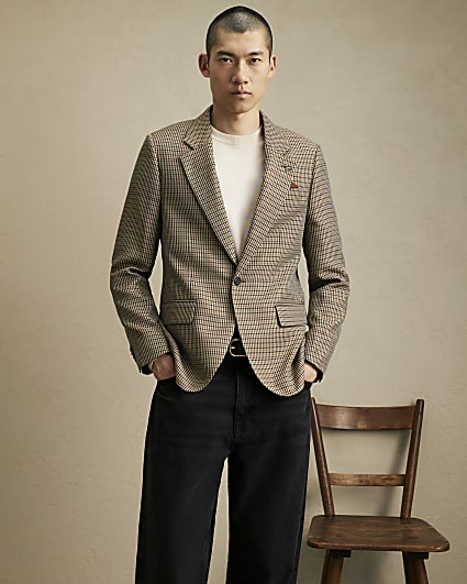 Brown Puptooth Check Blazer