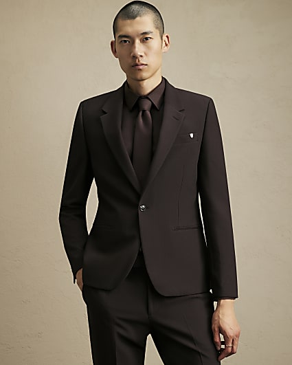 Brown Skinny Fit Suit Jacket
