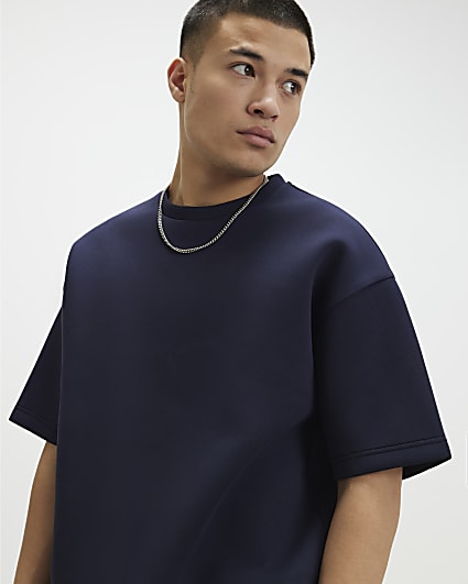 Navy Oversized Fit Crew Neck T-Shirt