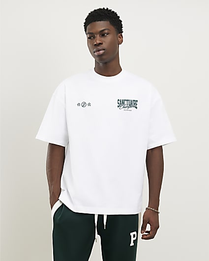 White Oversized Fit Sanctuaire Champ T-Shirt