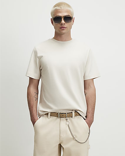 Beige Essentials Regular Fit T-Shirt