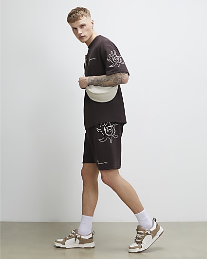 Brown Regular Fit Roping Shorts