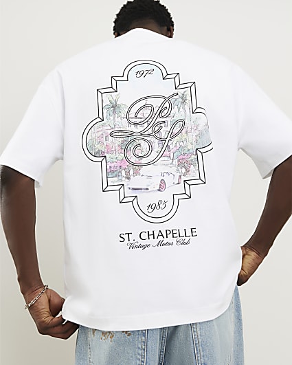 White Oversized Fit Back Crest T-Shirt