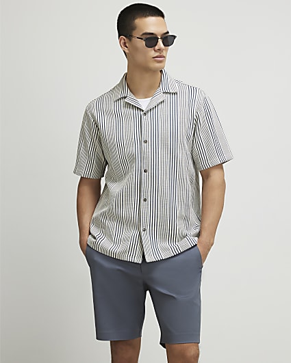 Blue Regular Fit Stripe Shirt