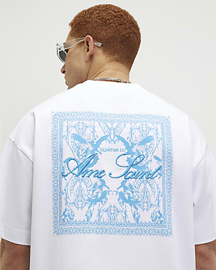 White Oversized Ame Saint Patch T-Shirt